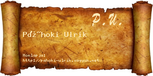 Páhoki Ulrik névjegykártya